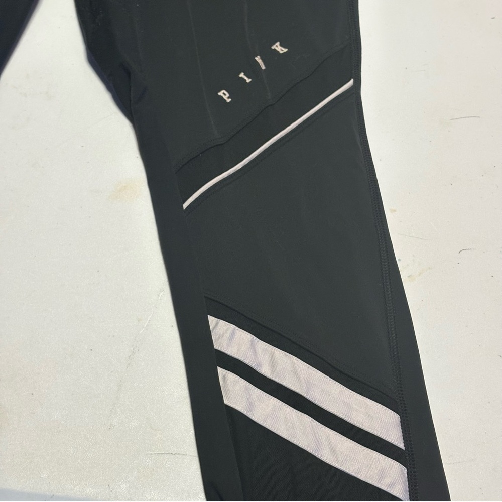 PINK Victoria's Secret Women’s Black Leggings with Stripes - Picture 4 of 13
